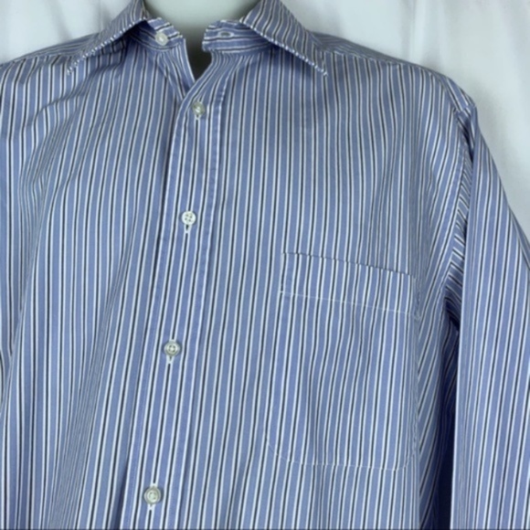 Louis Dell'Olio men's blue/white/gray stripe dress shirt, 16 1/2L, 42 - Picture 4 of 8